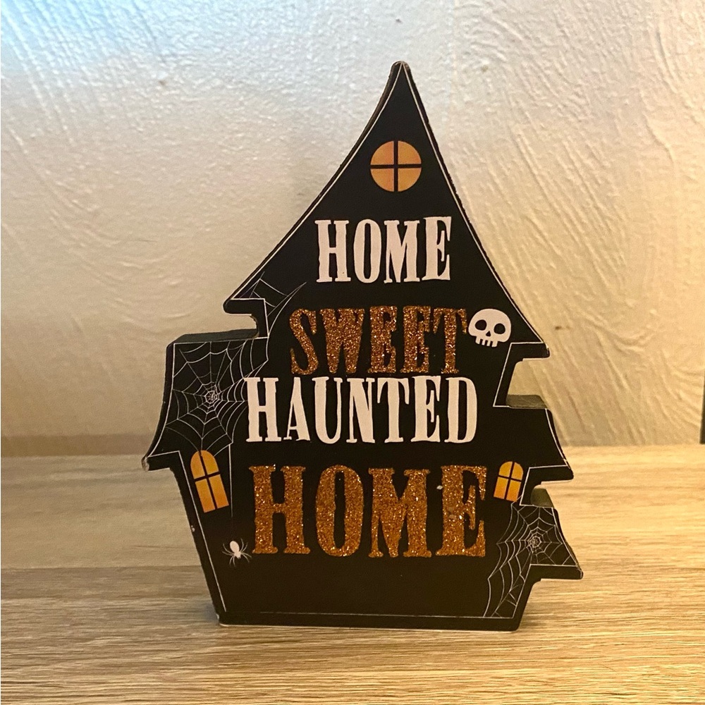Home Sweet Haunted Home House Mini Halloween Mantle Sign Decor